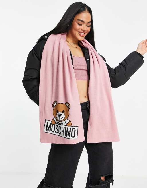 Moschino teddy logo scarf in red