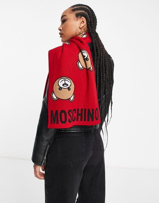 Moschino teddy logo scarf in black