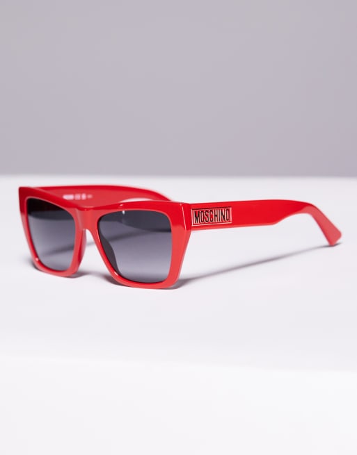 Moschino - Vierkante zonnebril in rood, 2 van 3