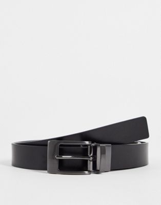 Moss Bros reversible leather  texture formal belt in black