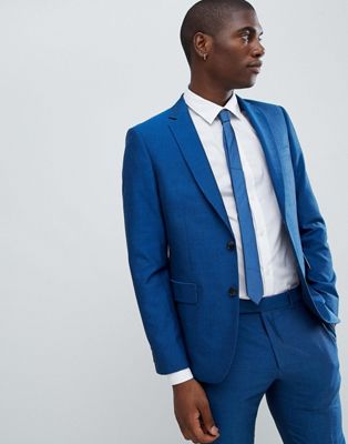 Moss London – Blå kostymjacka med smal passform-Flerfärgad