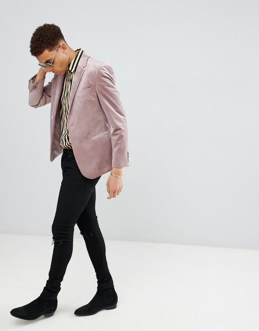 Moss London - Blazer ajusté en velours - Vison
