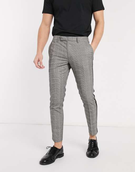 Plaid pants with deals stripe on side