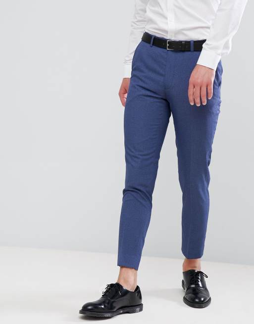 Moss London Enge Kurz Geschnittene Anzughose In Blau Asos
