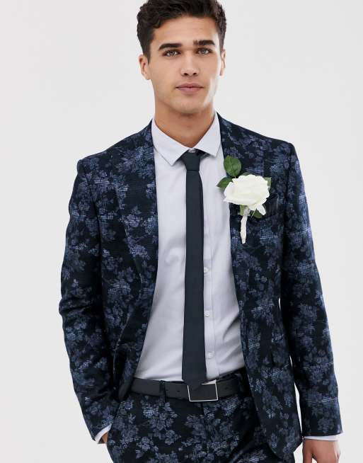 Moss London - Abito slim a fiori blu navy, 2 di 3