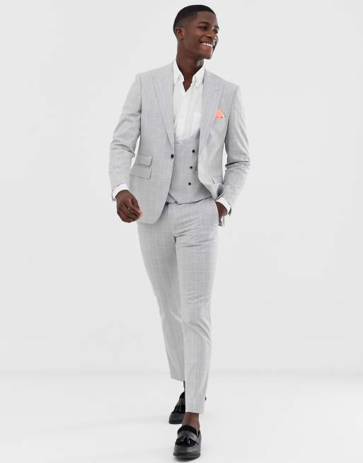 Moss London - Abito slim grigio a quadri elasticizzato, 2 di 4