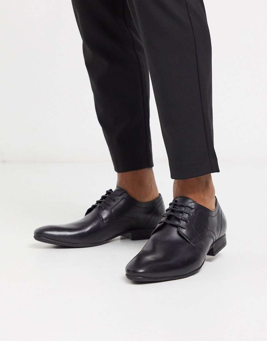 Moss London leather lace up shoe in black