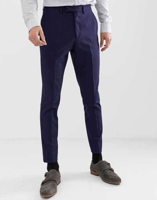 Moss London - Muscle fit pantalon in marineblauw