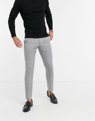 Pantalons de costume Moss London - Pantalon de costume slim à carreaux - Noir et blanc