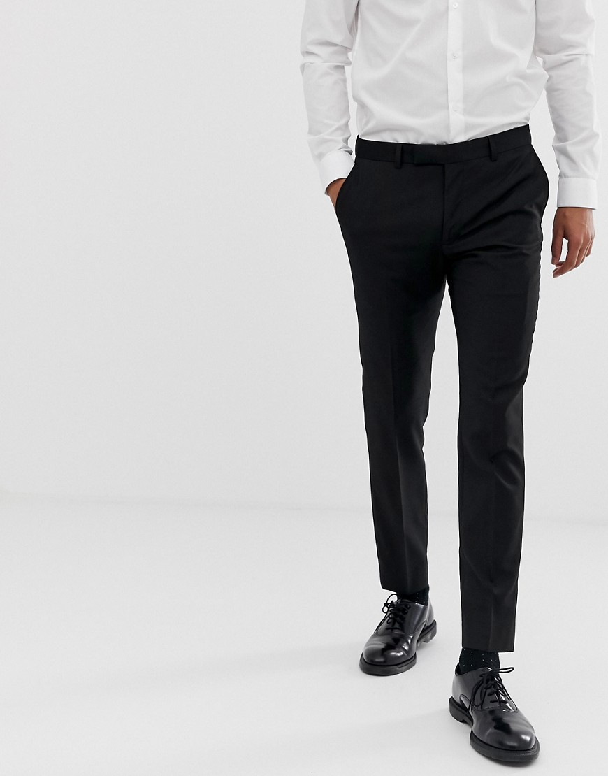 Moss London - Pantaloni da abito slim neri elasticizzati-Nero
