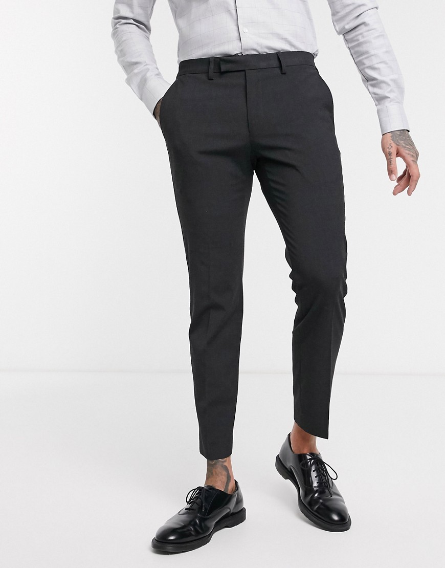 Moss London - Pantaloni grigi con riga laterale nera-Grigio