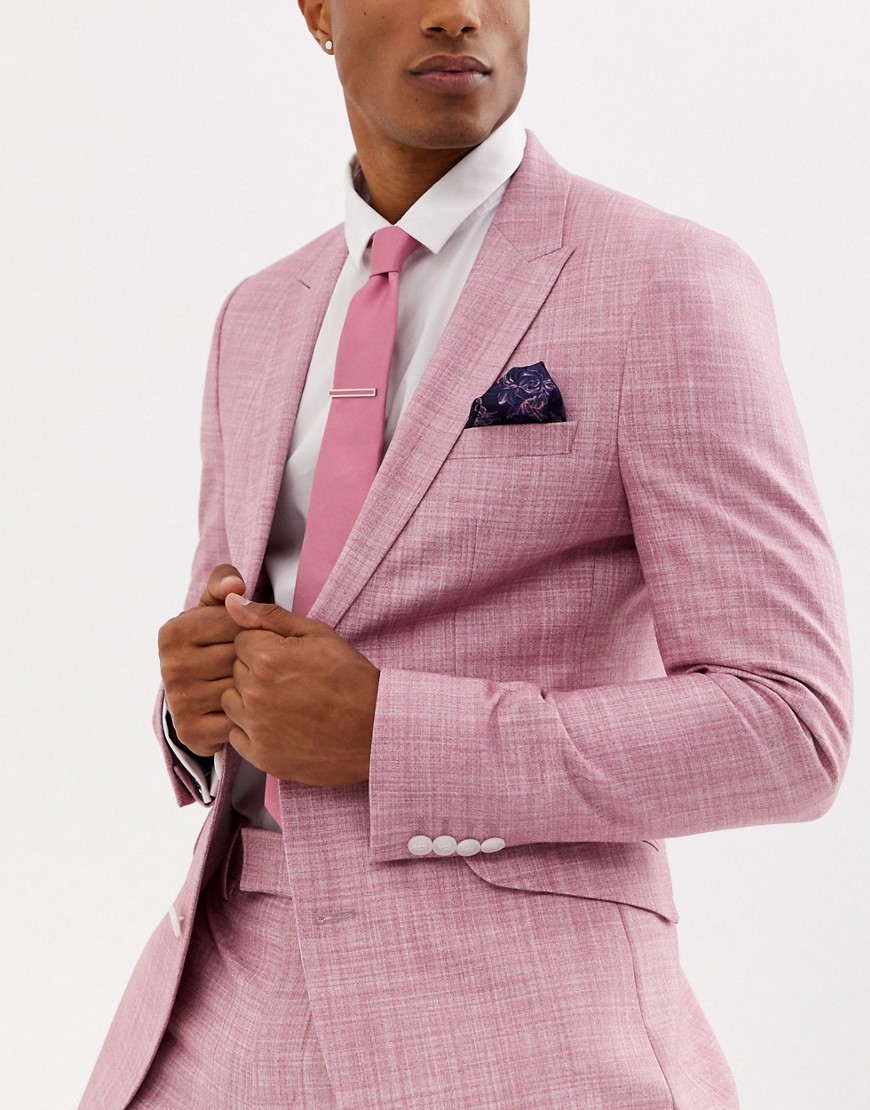 Moss London - Set con cravatta, fazzoletto da taschino e spilla rosa