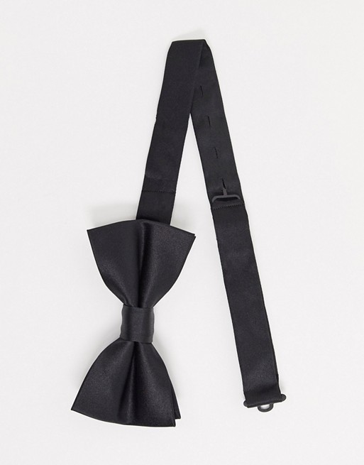 Moss London skinny bow tie in black