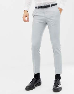 Moss London skinny wedding suit trousers in ice blue Blue