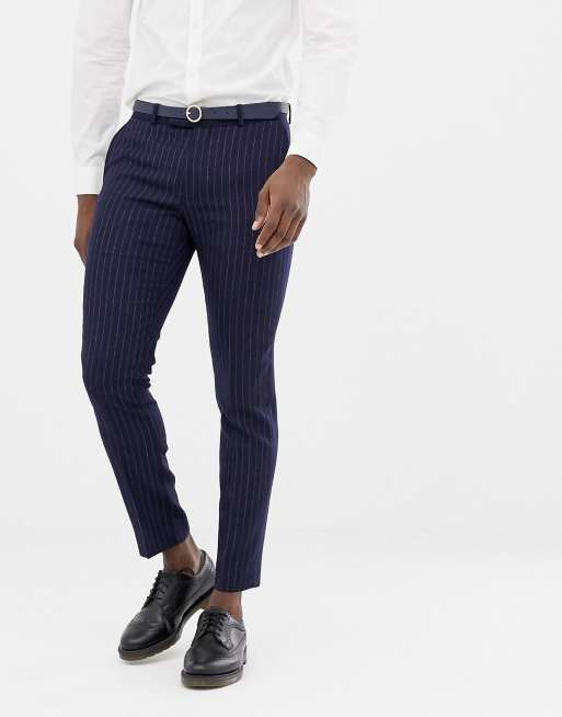 Moss London - Double-breasted skinny kostuum van marineblauw crêpe, 2 van 3