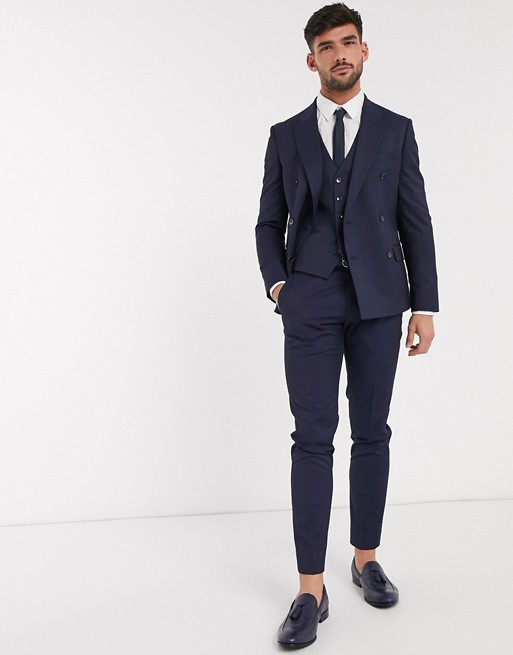 Moss London skinny fit suit trousers in navy