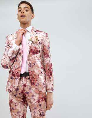 asos pink floral suit