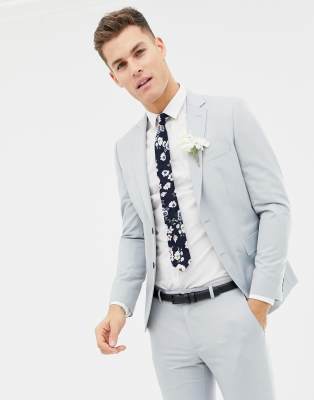 Moss London - Veste de costume de mariage ajustée - Bleu glacier - Bleu