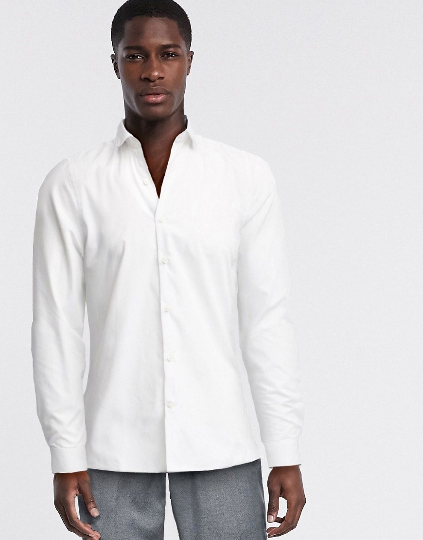 Moss London - Slim-fit duurzaam overhemd in wit