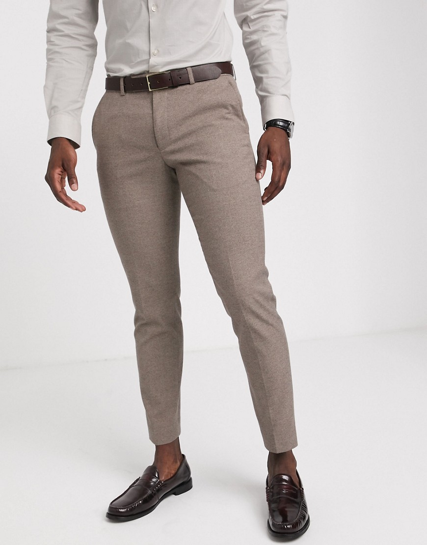 Moss London - Slim-fit pantalon in bruin-Lichtbruin