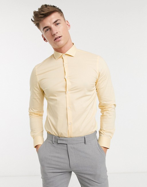Moss London slim fit shirt in yellow