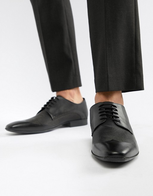 Moss London smart derby shoe in black texture | ASOS