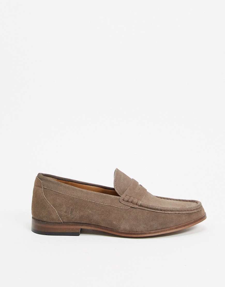Moss London suede penny loafer-Tan