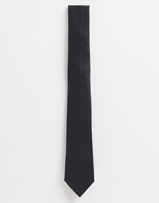 Moss London textured tie in black