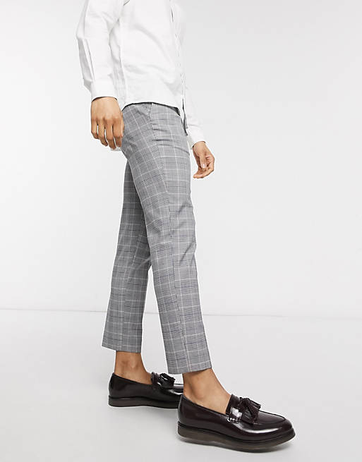  Moss London trousers in blue grey check 