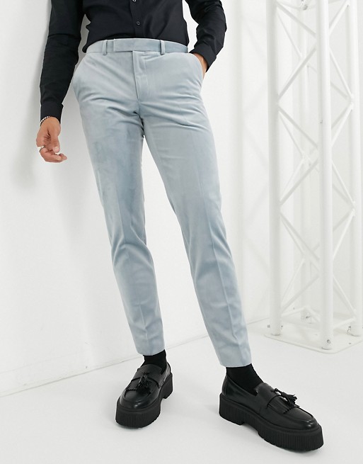 Moss London velvet suit trousers in grey
