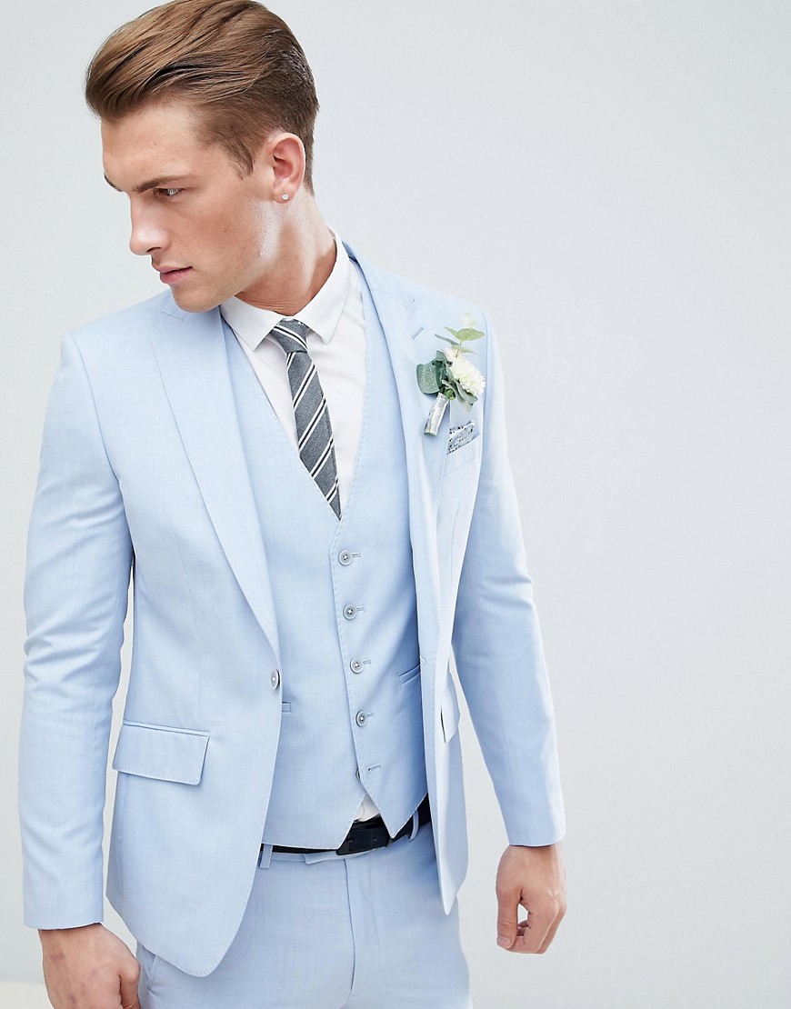 Moss London - Wedding - Skinny colbert in lichtblauw