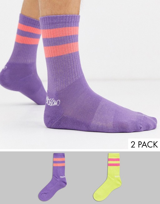 Mossimo Classic sports rib 2-pack sock in lilac/yellow