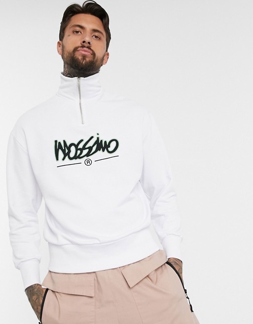 Mossimo Relaxed Funnel 1/4 zip sweatshirt in white