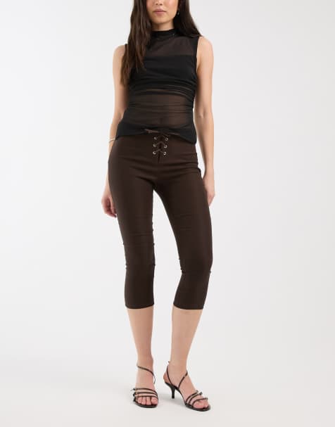 Motel Aelva capri lace up pants in black - view 1