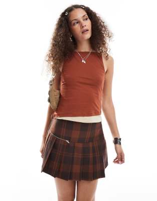 aida layered tank top in spice coconut milk-Brown