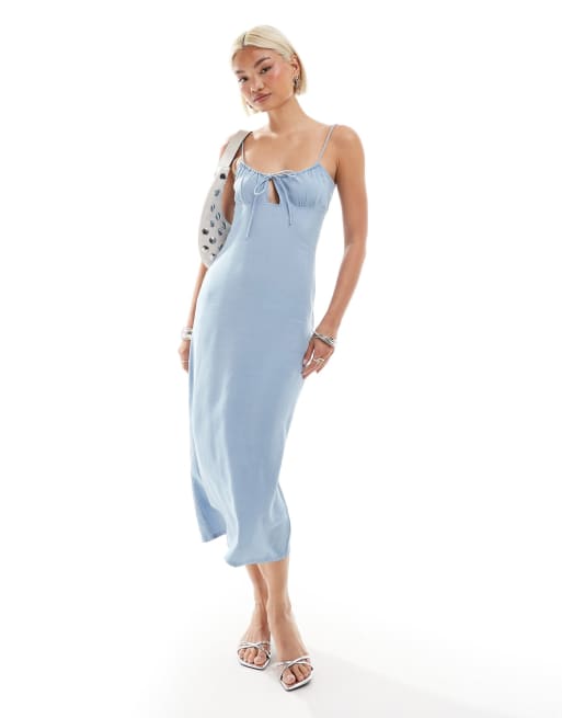 Motel - Alcana - Maxi cami-jurk met keyhole-detail in lichtblauw