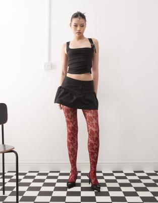 Motel Alexia Ruched Buckle Strap Top In Black