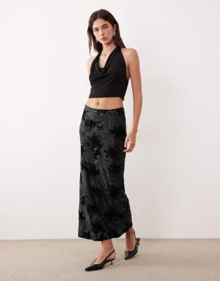 Motel Alfreda Midaxi Skirt In Gray