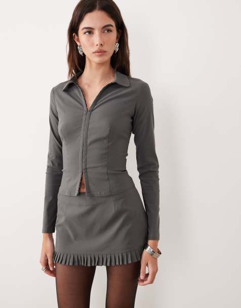 Motel Alika tailored co-ord in slate grey - view 1