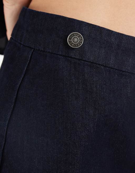 Motel - Alita - Indigoblå mini-denimshorts med knapper - Del af sæt, 3 af 5