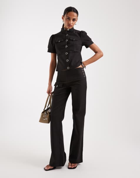 Motel Alora pocket detail pants in dark gray - part of a set - view 1