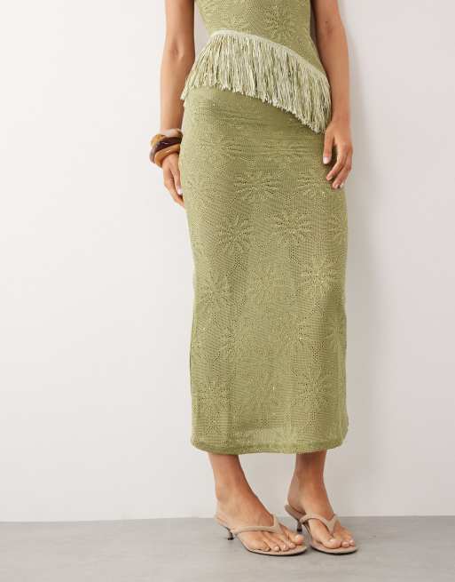 Motel - Aloria - Jupe longue en maille - Olive, 2 de 5