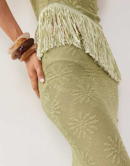 Motel - Aloria - Jupe longue en maille - Olive, 3 de 5