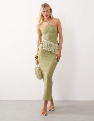 Motel Aloria knit maxi skirt in olive
