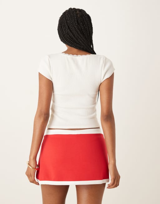 Motel andeci sporty skort in red and white