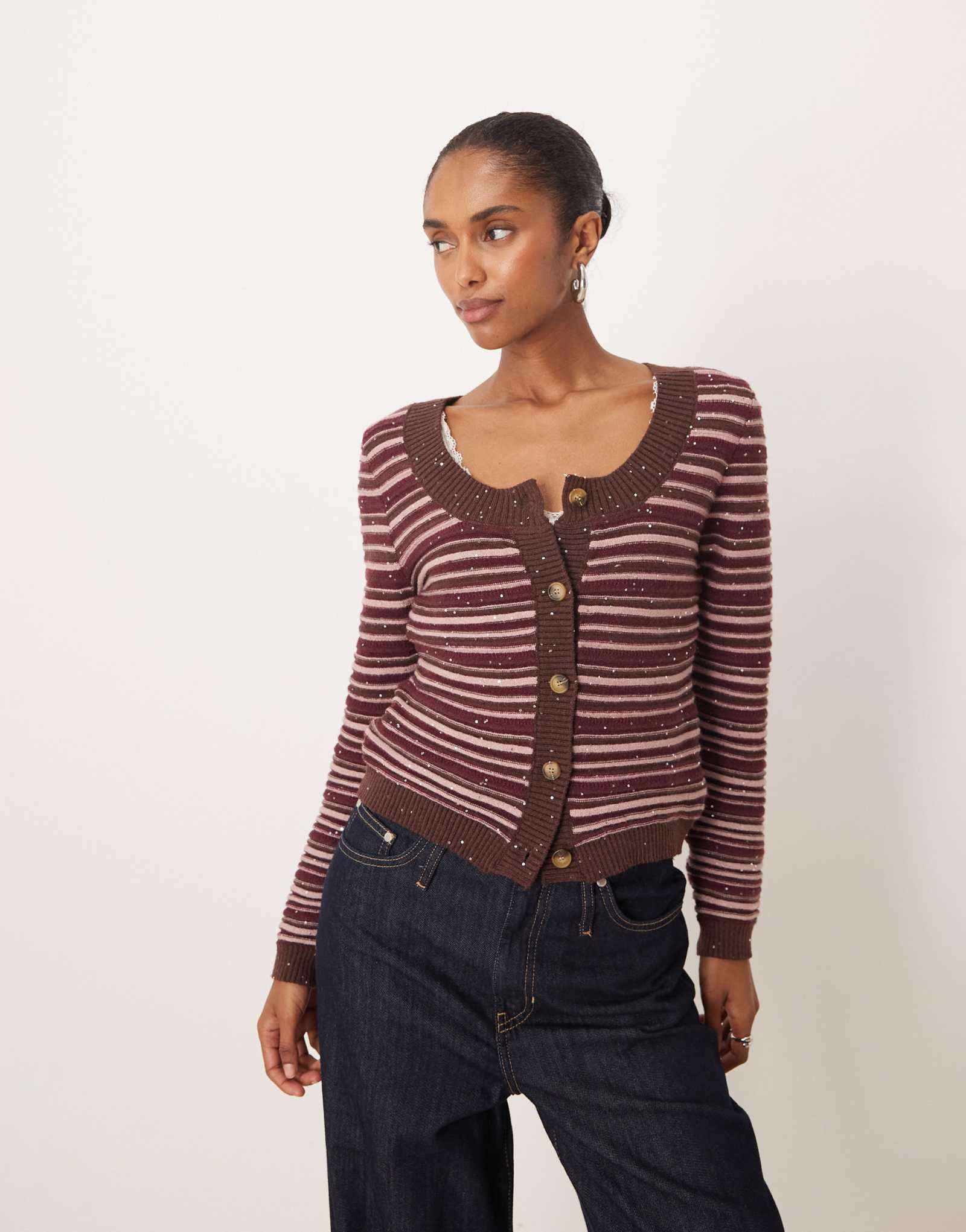 Топ-кардиган Motel aniha на пуговицах в блестящую полоску