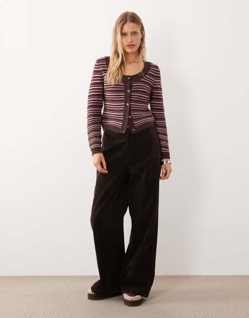 Motel aniha button down cardigan top in glitter stripe, 4 of 4