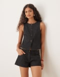 [Motel] Motel Anila button-through denim singlet in indigo-Navy L Indigo