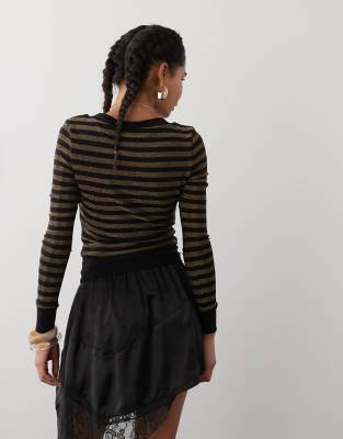 Shop Motel Annora Long Sleeve Knit Top In Gold
