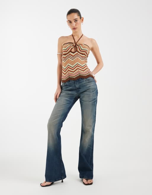 Motel Anona halter top in multi stripe, 2 of 4